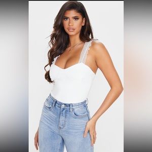 ♡ PLT Donny mesh frill strap slinky bodysuit♡